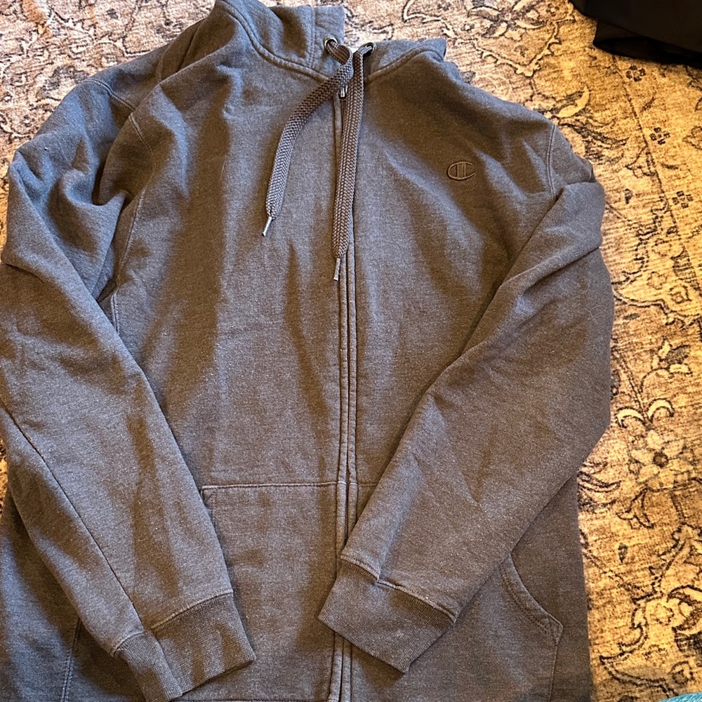 Champion Men's Charcoal Zip-Up Sweater